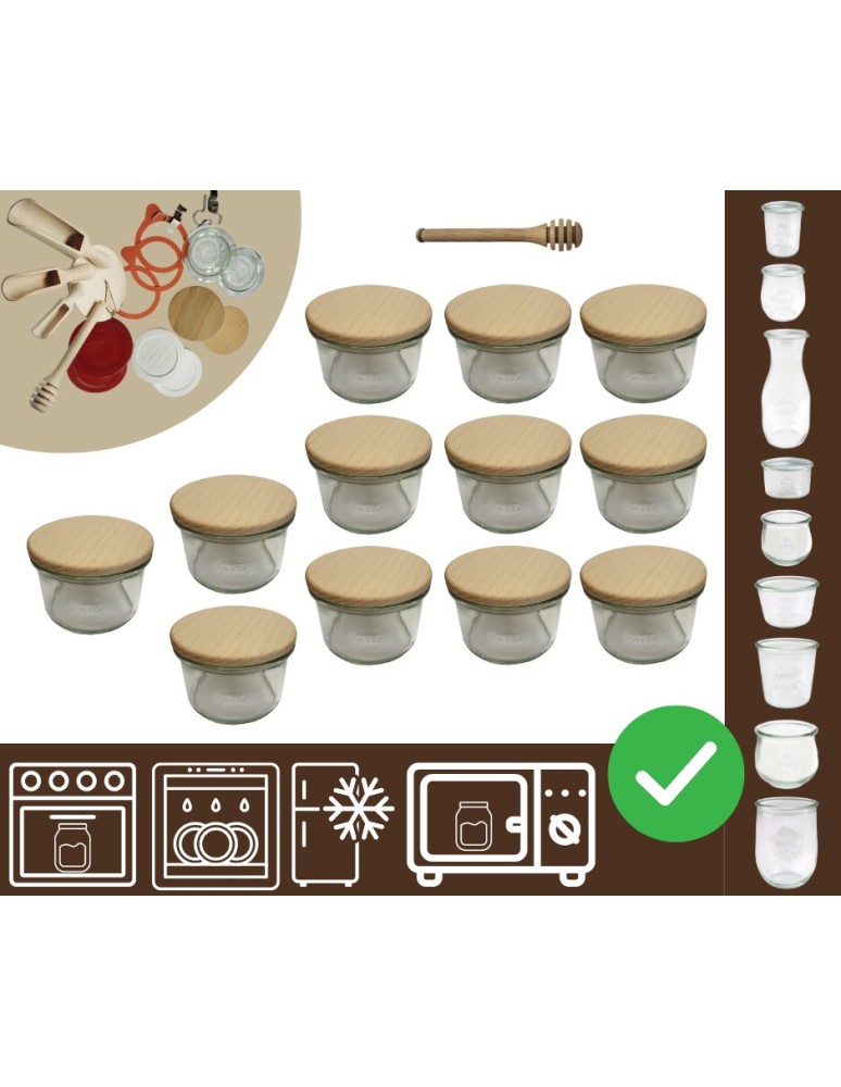 Słoiki i butelki - Słoiki WECK 12szt / drewniane wieko, nabierak słoik 200ml MOLD - product MODO24.PL 20
