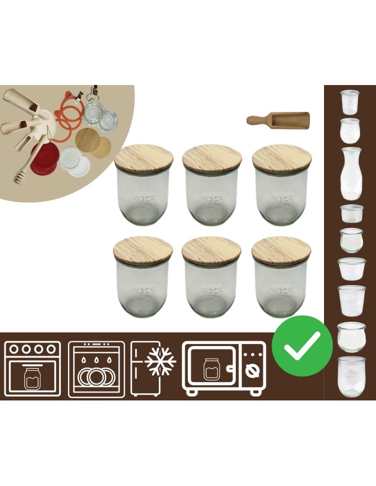 Słoiki i butelki - Słoiki WECK 6szt/ drewniane wieko, miarka słoik 1l 1062ml TULIP - product MODO24.PL 20