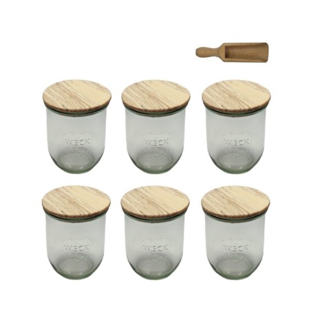 Słoiki WECK 6szt/ drewniane wieko, miarka słoik 1l 1062ml TULIP