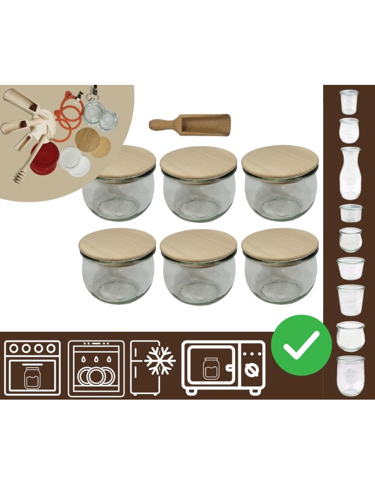 Słoiki i butelki - Słoiki WECK 6szt/ drewniane wieko, miarka słoik 580ml TULIP - product MODO24.PL 20