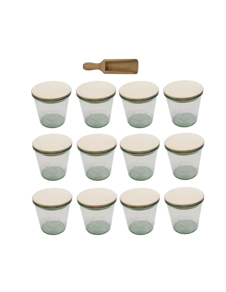 Słoiki i butelki - Słoiki WECK 12szt/ drewniane wieko, miarka słoik 580ml MOLD - product MODO24.PL 22