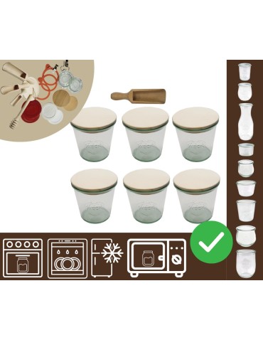 Słoiki i butelki - Słoiki WECK 6szt/ drewniane wieko, miarka słoik 580ml MOLD - product 20