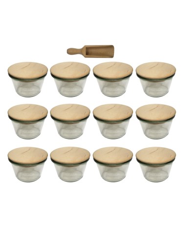 Słoiki i butelki - Słoiki WECK 12szt/ drewniane wieko, miarka słoik 370ml MOLD - product 22