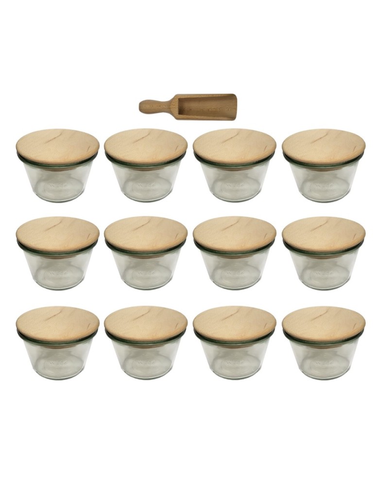 Słoiki i butelki - Słoiki WECK 12szt/ drewniane wieko, miarka słoik 370ml MOLD - product MODO24.PL 22