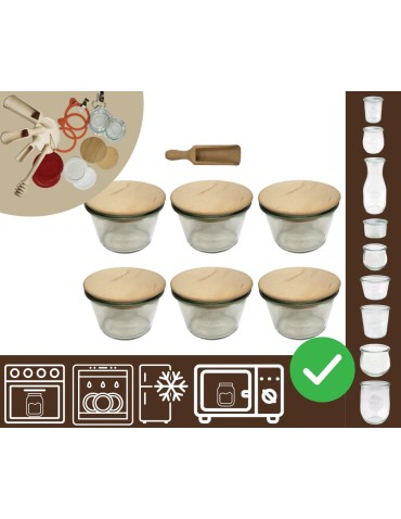 Słoiki i butelki - Słoiki WECK 6szt/ drewniane wieko, miarka słoik 370ml MOLD - product 20