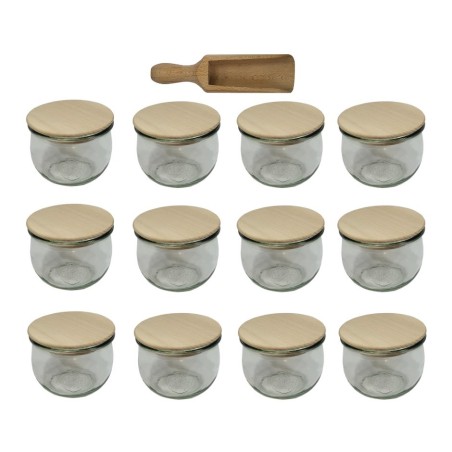 Słoiki WECK 12szt/ drewniane wieko, miarka słoik 370ml TULIP