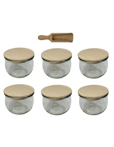 Słoiki i butelki - Słoiki WECK 6szt/ drewniane wieko, miarka słoik 370ml TULIP - product 22