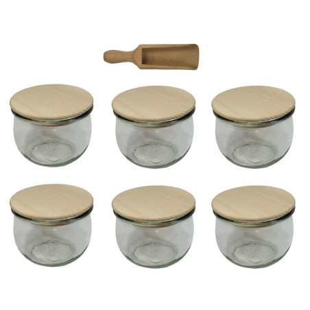 Słoiki WECK 6szt/ drewniane wieko, miarka słoik 370ml TULIP