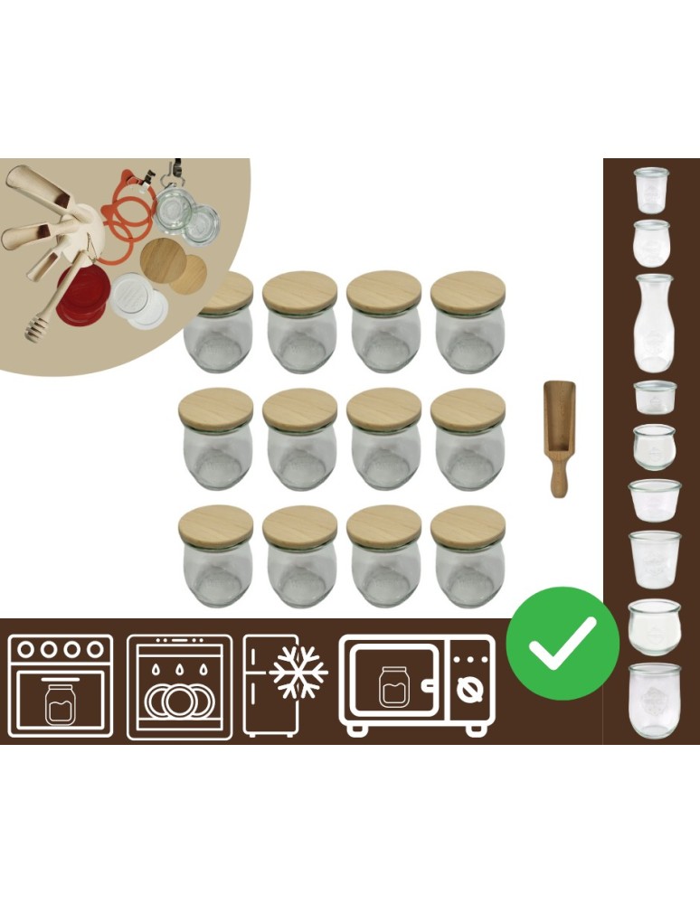 Słoiki i butelki - Słoiki WECK 12szt/ drewniane wieko, miarka słoik 220ml TULIP - product MODO24.PL 20