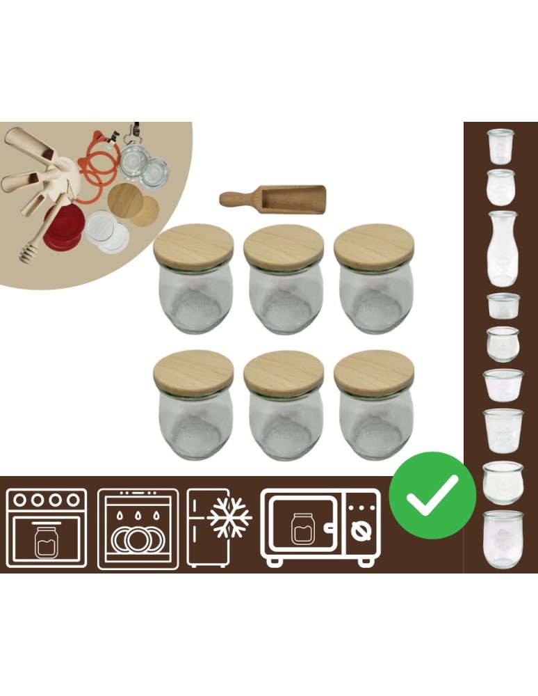 Słoiki i butelki - Słoiki WECK 6szt/ drewniane wieko, miarka słoik 220ml TULIP - product MODO24.PL 20