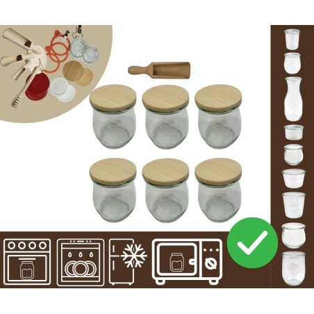 Słoiki WECK 6szt/ drewniane wieko, miarka słoik 220ml TULIP