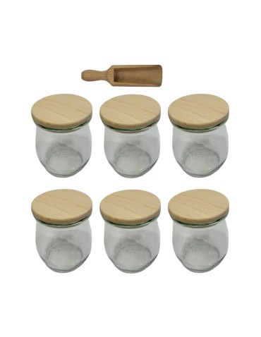 Słoiki i butelki - Słoiki WECK 6szt/ drewniane wieko, miarka słoik 220ml TULIP - product 22