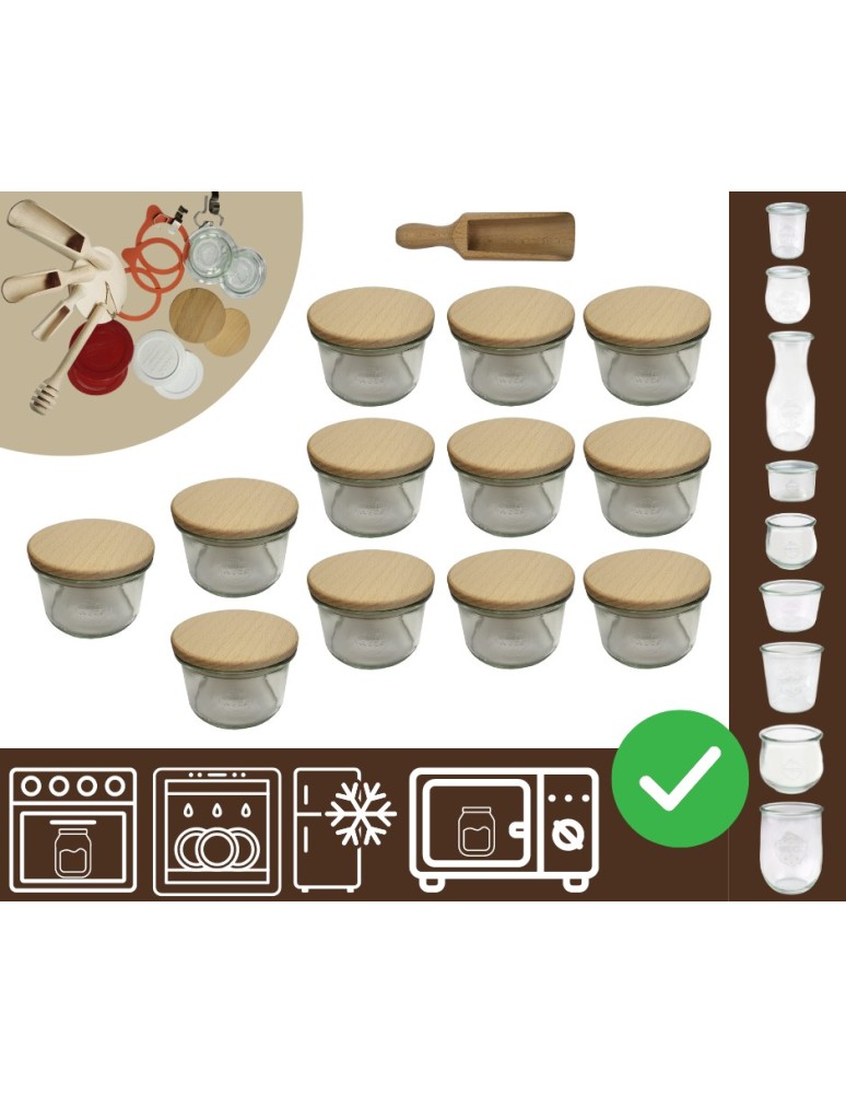 Słoiki i butelki - Słoiki WECK 12szt / drewniane wieko, miarka słoik 200ml MOLD - product MODO24.PL 20