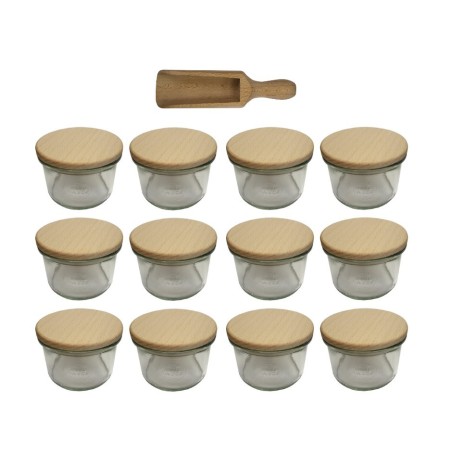 Słoiki WECK 12szt / drewniane wieko, miarka słoik 200ml MOLD
