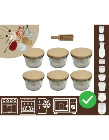 Słoiki i butelki - Słoiki WECK 6szt / drewniane wieko, miarka słoik 200ml MOLD - product 20