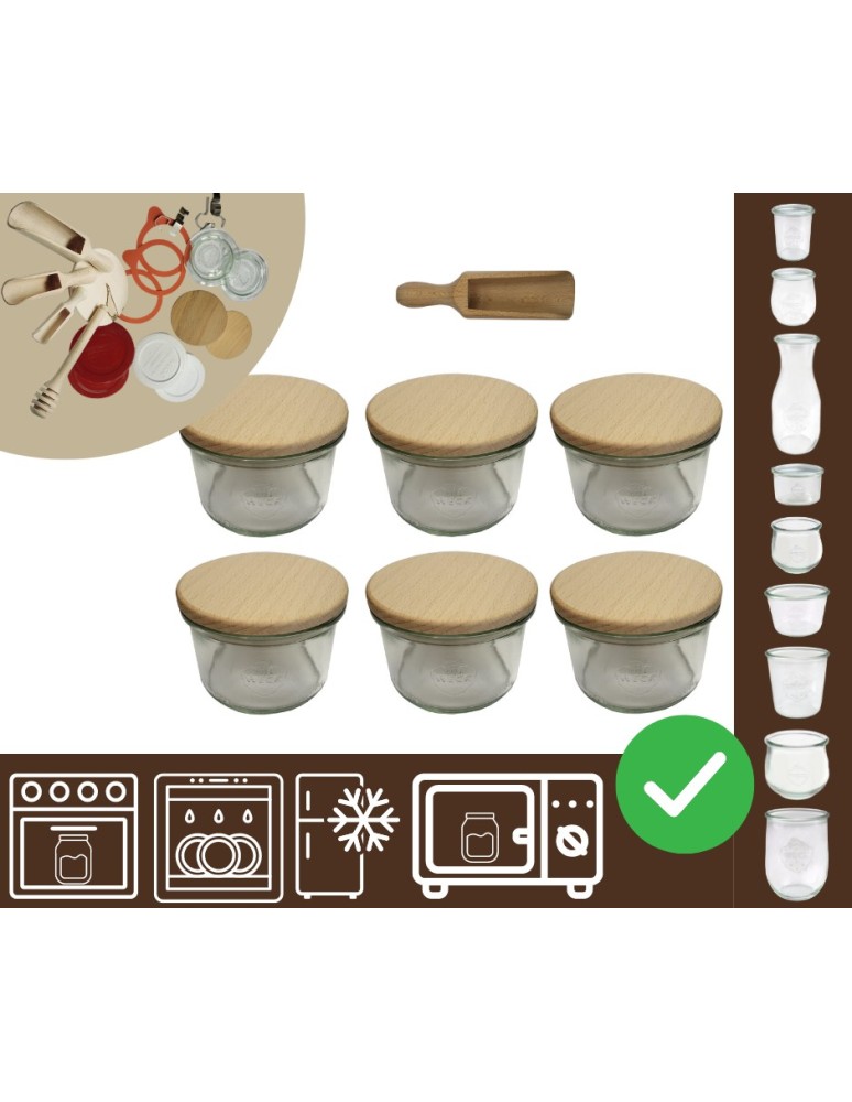 Słoiki i butelki - Słoiki WECK 6szt / drewniane wieko, miarka słoik 200ml MOLD - product MODO24.PL 20