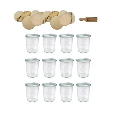 Słoiki WECK x12 / drewniane wieko, miarka słoik 160ml MOLD