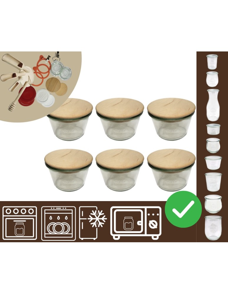 Słoiki i butelki - Słoiki WECK 6szt/ drewniane wieko słoik 370ml MOLD - product MODO24.PL 20