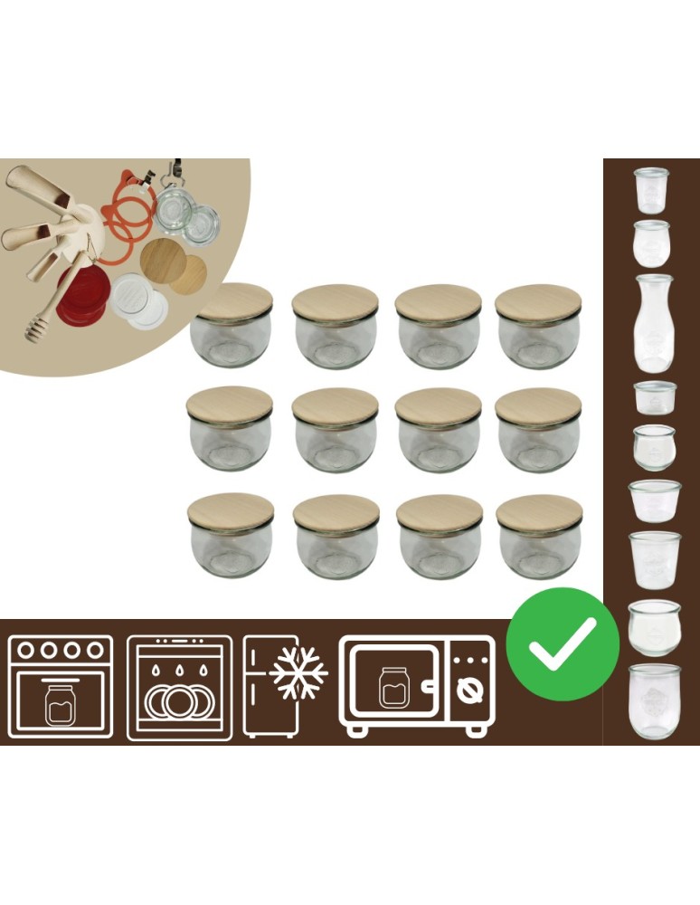 Słoiki i butelki - Słoiki WECK 12szt/ drewniane wieko słoik 370ml TULIP - product MODO24.PL 20
