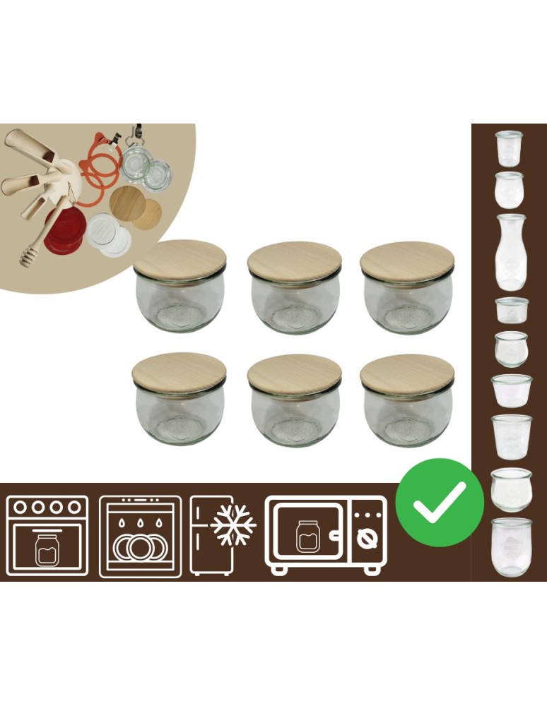 Słoiki i butelki - Słoiki WECK 6szt/ drewniane wieko słoik 370ml TULIP - product MODO24.PL 20