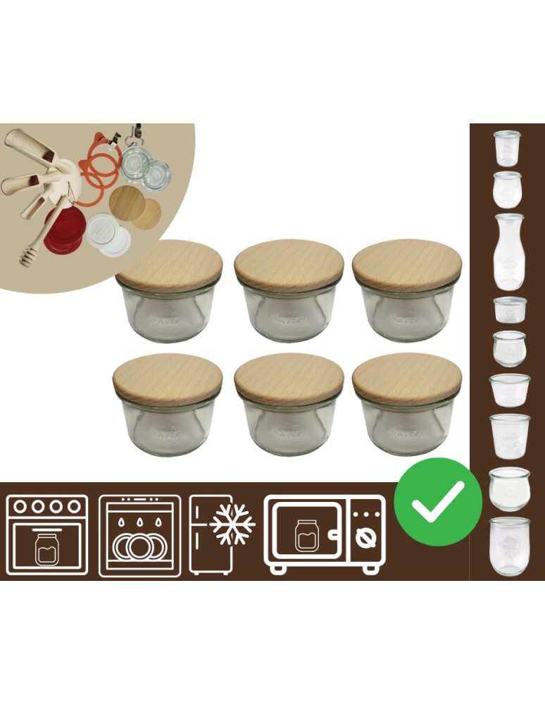 Słoiki i butelki - Słoiki WECK 6szt / drewniane wieko słoik 200ml MOLD - product MODO24.PL 20