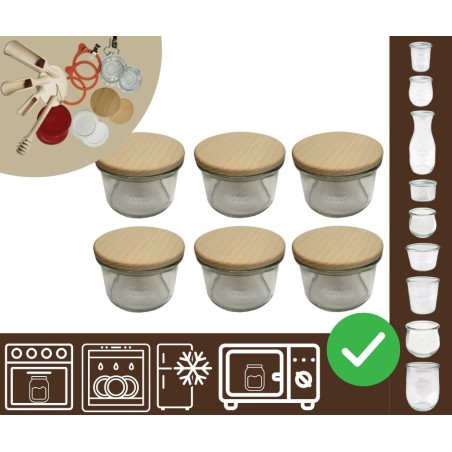 Słoiki WECK 6szt / drewniane wieko słoik 200ml MOLD