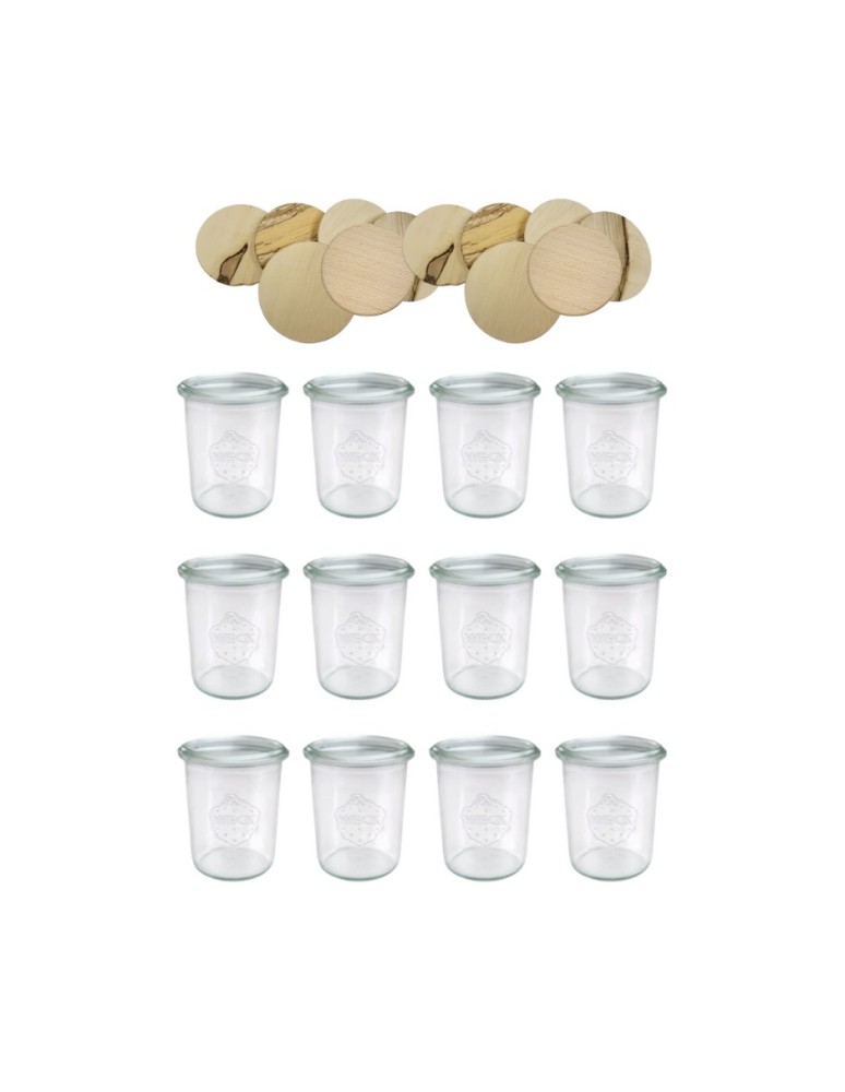 Słoiki i butelki - Słoiki WECK x12 / drewniane wieko słoik 160ml MOLD - product MODO24.PL 12