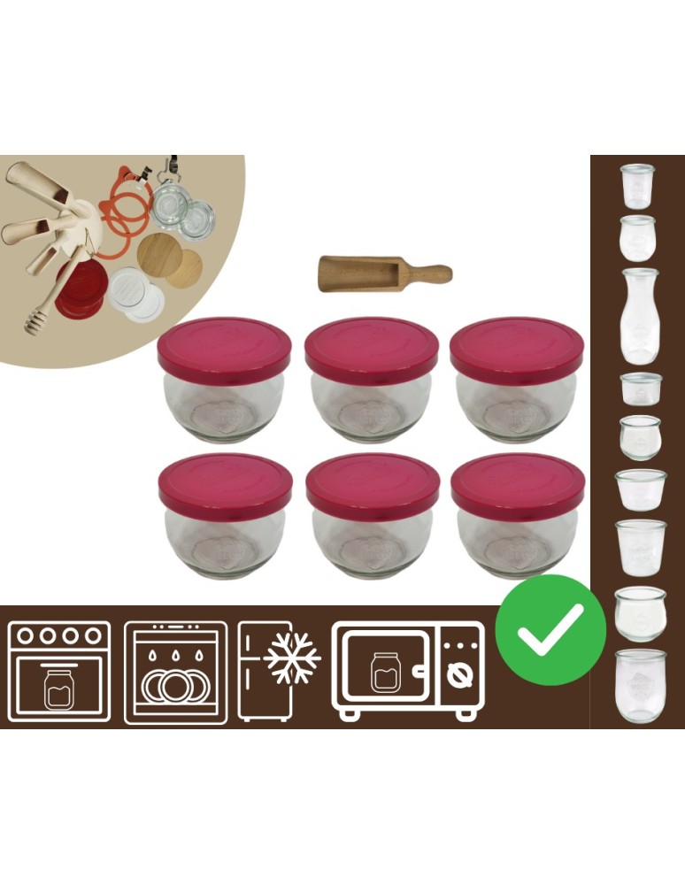 Słoiki i butelki - Słoiki WECK 6szt/ silikonowe wieko, miarka słoik 580ml TULIP - product MODO24.PL 20