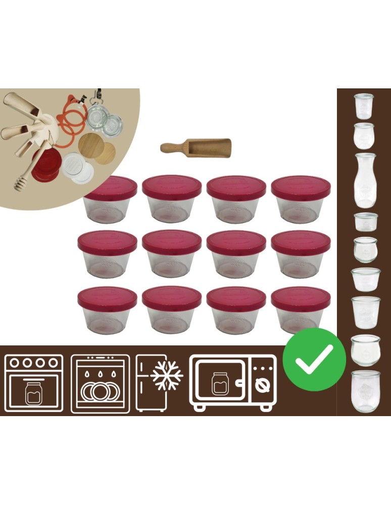 Słoiki i butelki - Słoiki WECK 12szt/ silikonowe wieko, miarka słoik 370ml MOLD - product MODO24.PL 20
