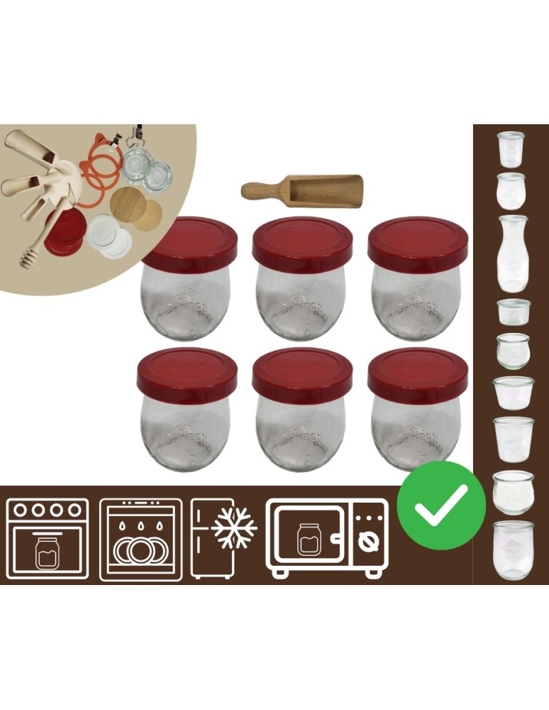 Słoiki i butelki - Słoiki WECK 6szt/ silikonowe wieko, miarka słoik 220ml TULIP - product MODO24.PL 20