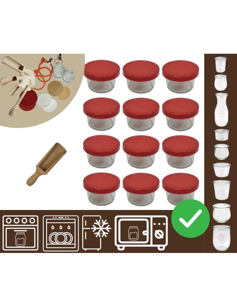 Słoiki i butelki - Słoiki WECK 12szt / silikonowe wieko, miarka słoik 200ml MOLD - product MODO24.PL 20
