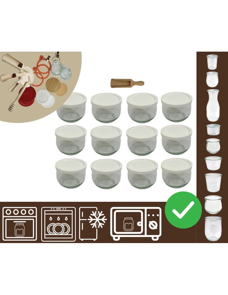 Słoiki i butelki - Słoiki WECK 12szt/ plastikowe wieko, miarka słoik 580ml TULIP - product MODO24.PL 20