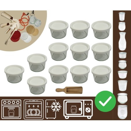 Słoiki WECK 12szt / plastikowe wieko, miarka słoik 200ml MOLD