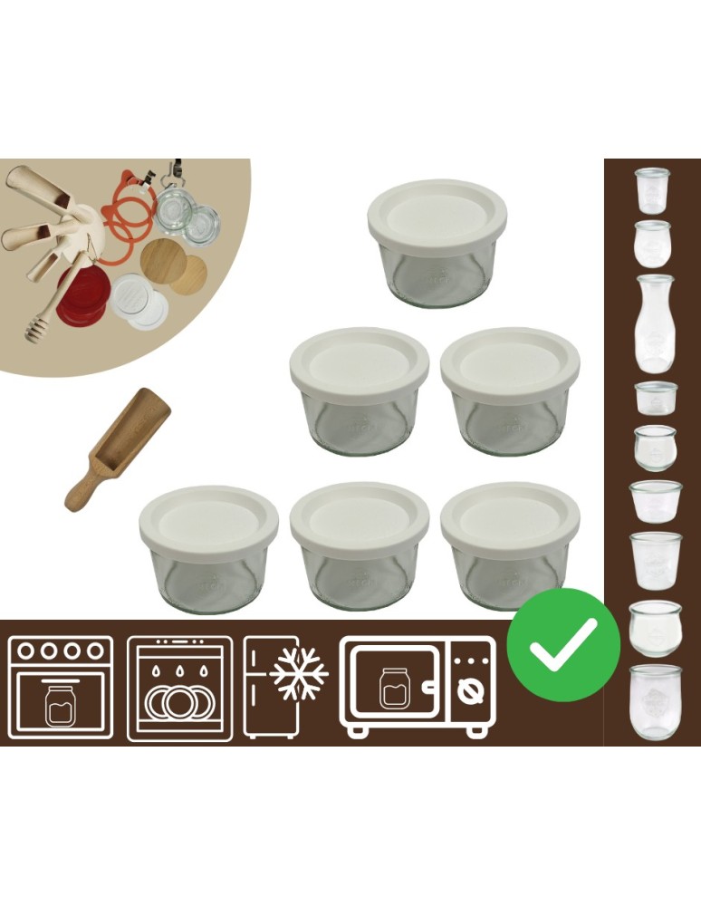 Słoiki i butelki - Słoiki WECK 6szt / plastikowe wieko, miarka słoik 200ml MOLD - product MODO24.PL 20