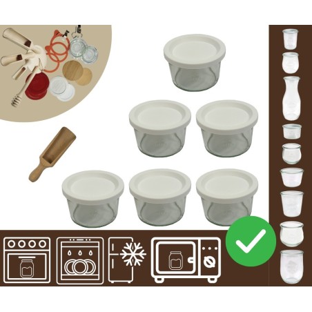 Słoiki WECK 6szt / plastikowe wieko, miarka słoik 200ml MOLD