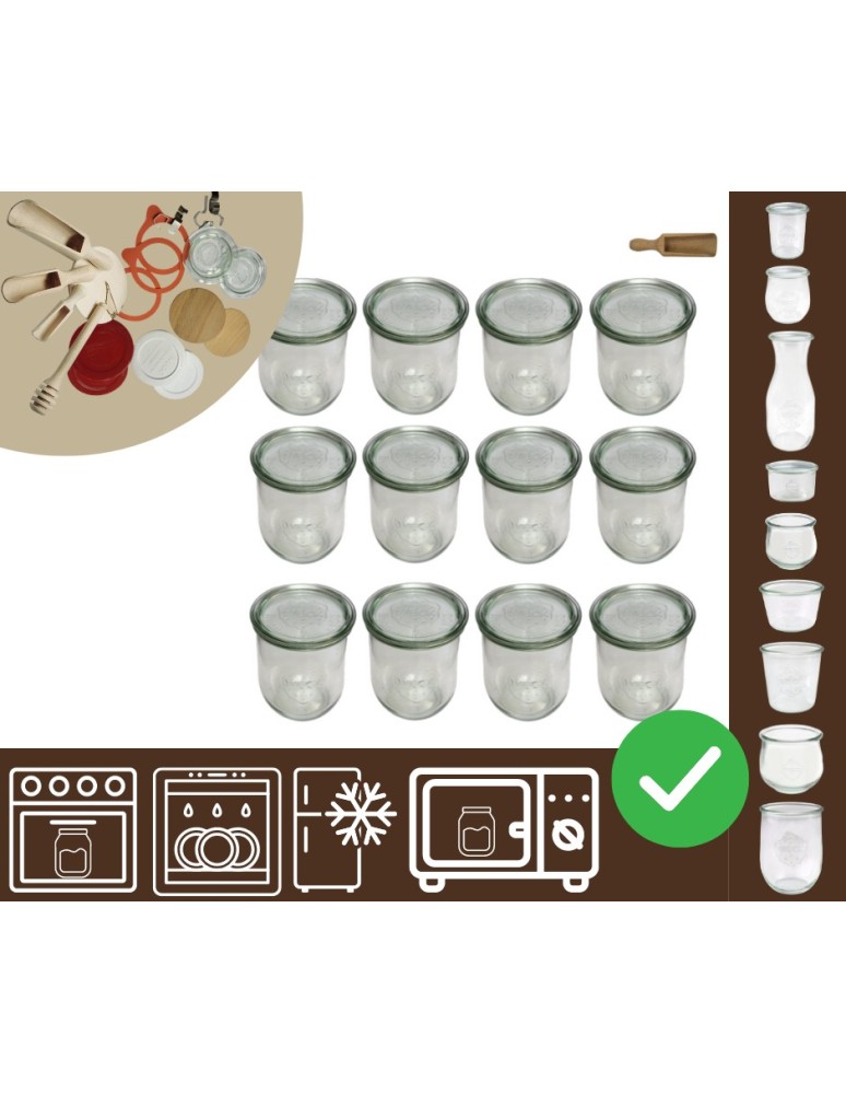 Słoiki i butelki - Słoiki WECK 12szt/ szklane wieko, miarka słoik 1l 1062ml TULIP - product MODO24.PL 20