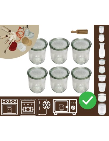 Słoiki i butelki - Słoiki WECK 6szt/ szklane wieko, miarka słoik 1l 1062ml TULIP - product 20
