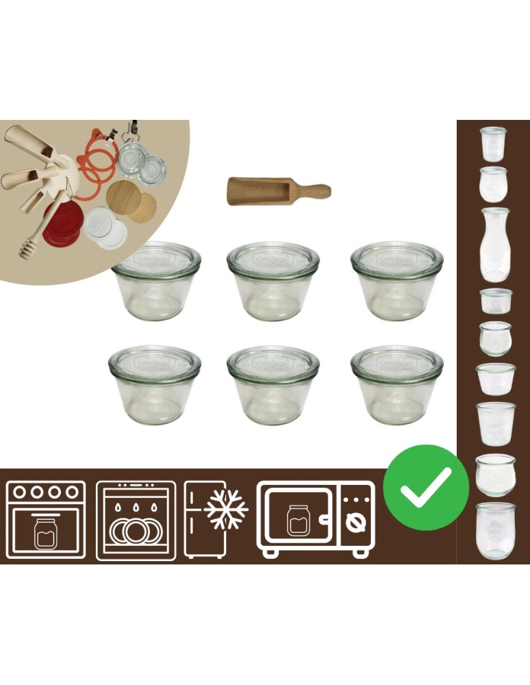 Słoiki i butelki - Słoiki WECK 6szt/ szklane wieko, miarka słoik 370ml MOLD - product MODO24.PL 20