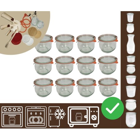 Słoiki WECK 12szt/ szkl. wieko,gumka, bl słoik 370ml TULIP