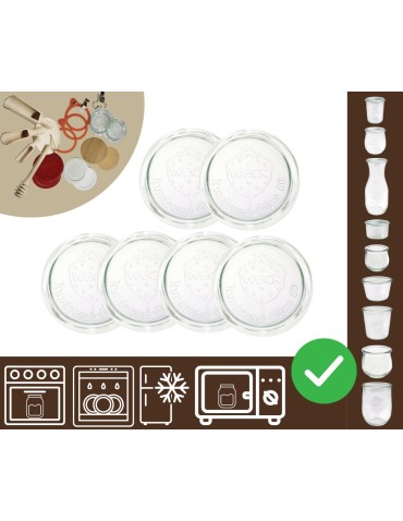 Słoiki i butelki - Słoiki WECK 6szt/ szklane wieko 80mm do SŁOIK WECK - product 20