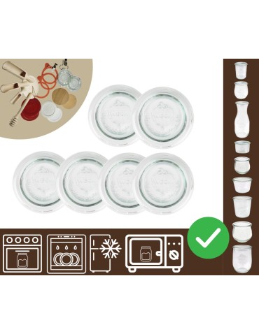 Słoiki i butelki - Słoiki WECK 6szt / szklane wieko 60mm do SŁOIK WECK - product 20