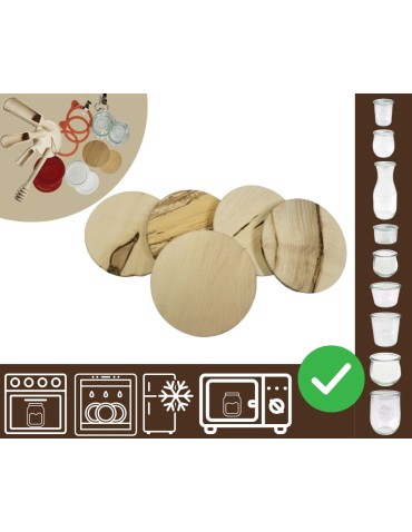 Słoiki i butelki - Słoiki WECK 5 szt / drewniane wieko 100mm do SŁOIK WECK - product 20