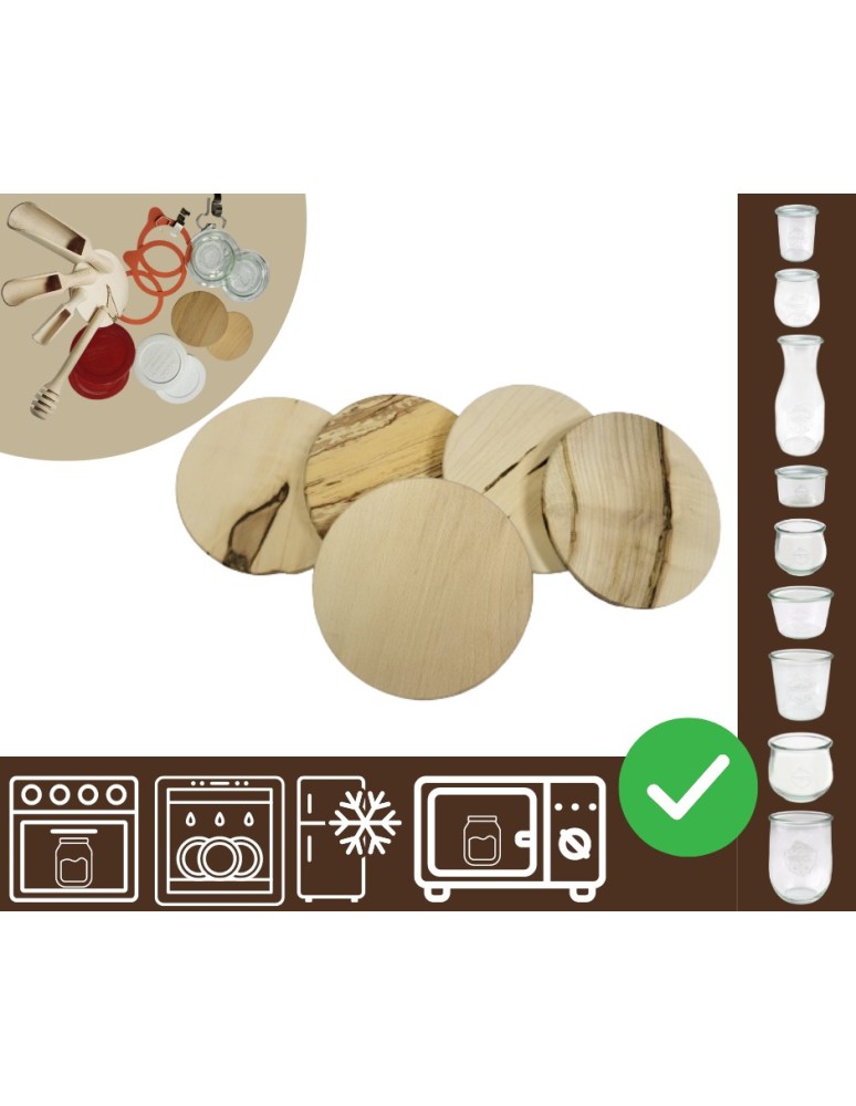 Słoiki i butelki - Słoiki WECK 5 szt / drewniane wieko 80mm do SŁOIK WECK - product MODO24.PL 20