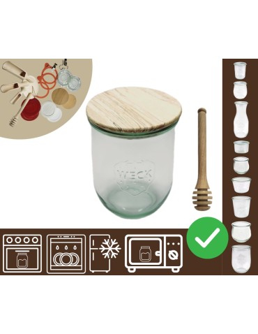Słoiki i butelki - Słoiki WECK / drewniane wieko, nabierak słoik 1l 1062ml TULIP - product 20