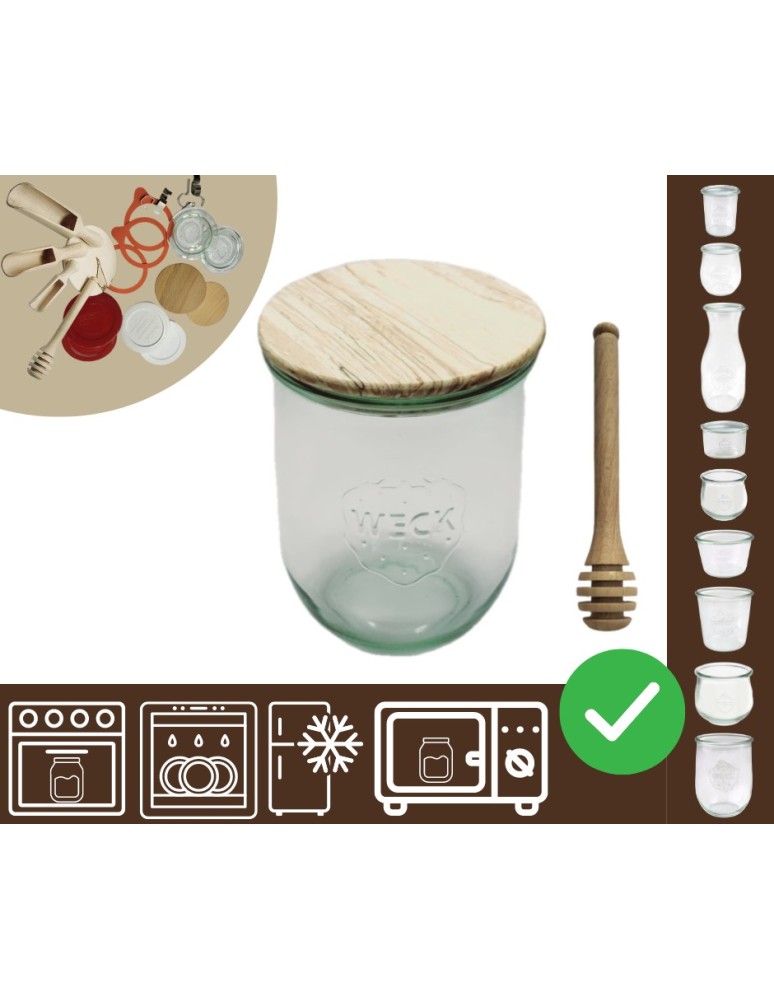 Słoiki i butelki - Słoiki WECK / drewniane wieko, nabierak słoik 1l 1062ml TULIP - product MODO24.PL 20