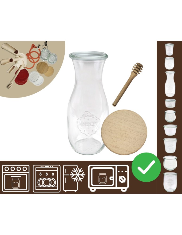 Słoiki i butelki - Słoiki WECK / drewniane wieko, nabierak KARAFKA 1l 1062ml BUTELKA - product MODO24.PL 20