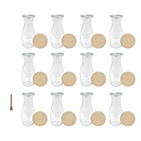 Słoiki WECK 12szt/ drewniane wieko, nabierak KARAFKA 1l 1062ml BUTELKA