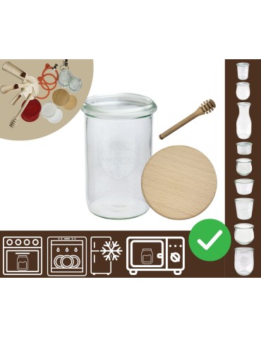 Słoiki i butelki - Słoiki WECK / drewniane wieko, nabierak słoik 1050ml 1l MOLD - product 20