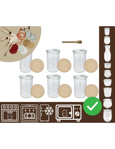 Słoiki i butelki - Słoiki WECK 6szt/ drewniane wieko, nabierak słoik 1050ml 1l MOLD - product 20