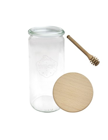 Słoiki i butelki - Słoiki WECK / drewniane wieko, nabierak słoik 1040ml 1l CYLINDER - product 22